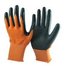 NMSAFETY 13 gauge polyester coated nitrile glove U3 style dipped nitrile glove EN388 EN420